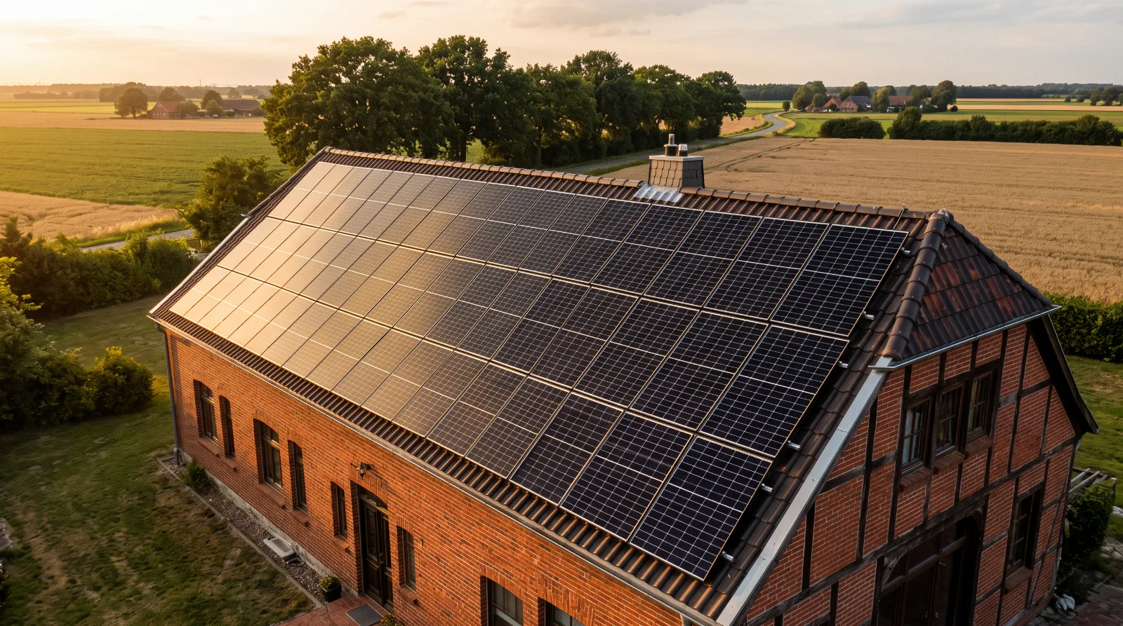 Illustration: Photovoltaik auf einem norddeutschen Hausdach